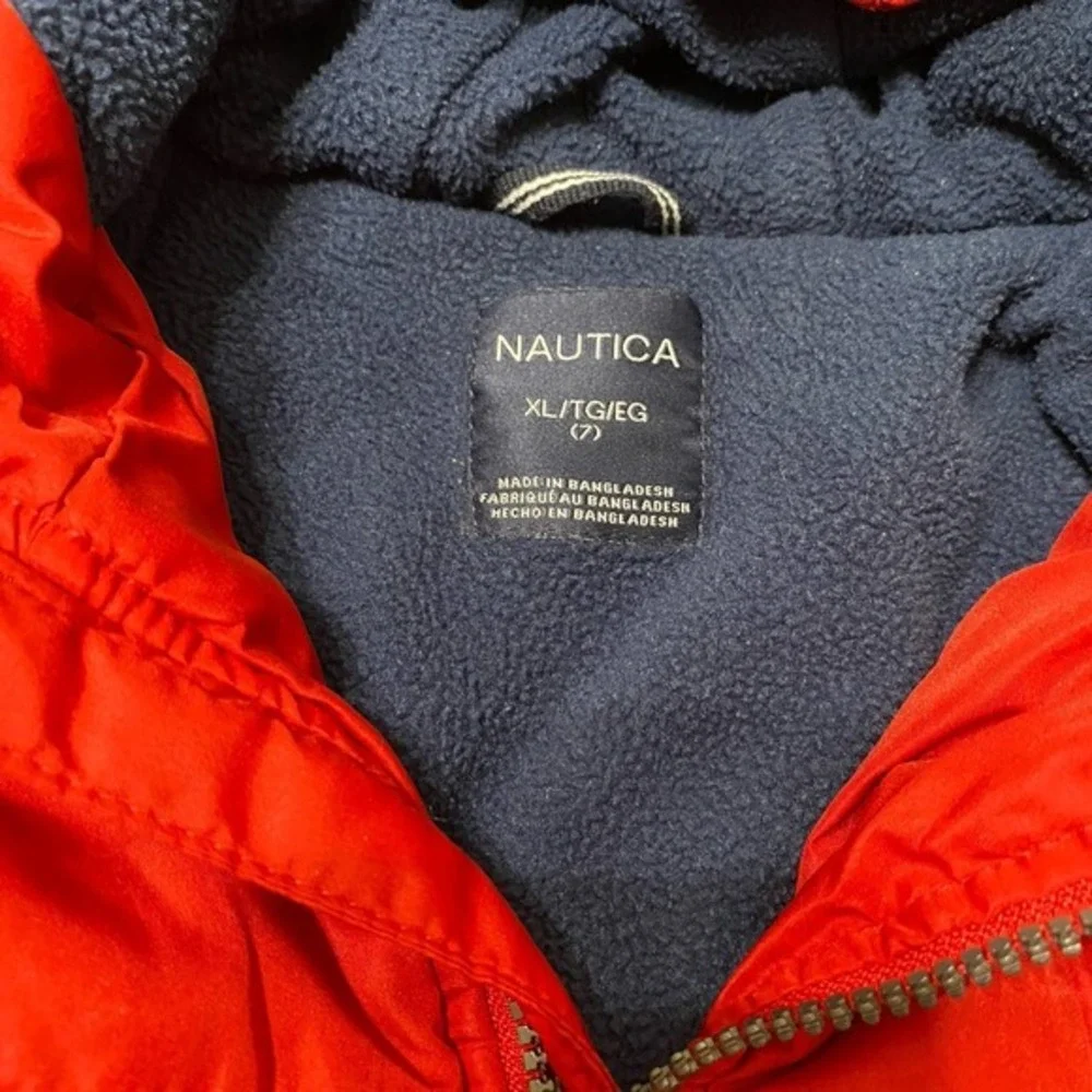 Nautica Boys Full‎ Zip Hooded Jacket Size 7 Red Water Resistant
